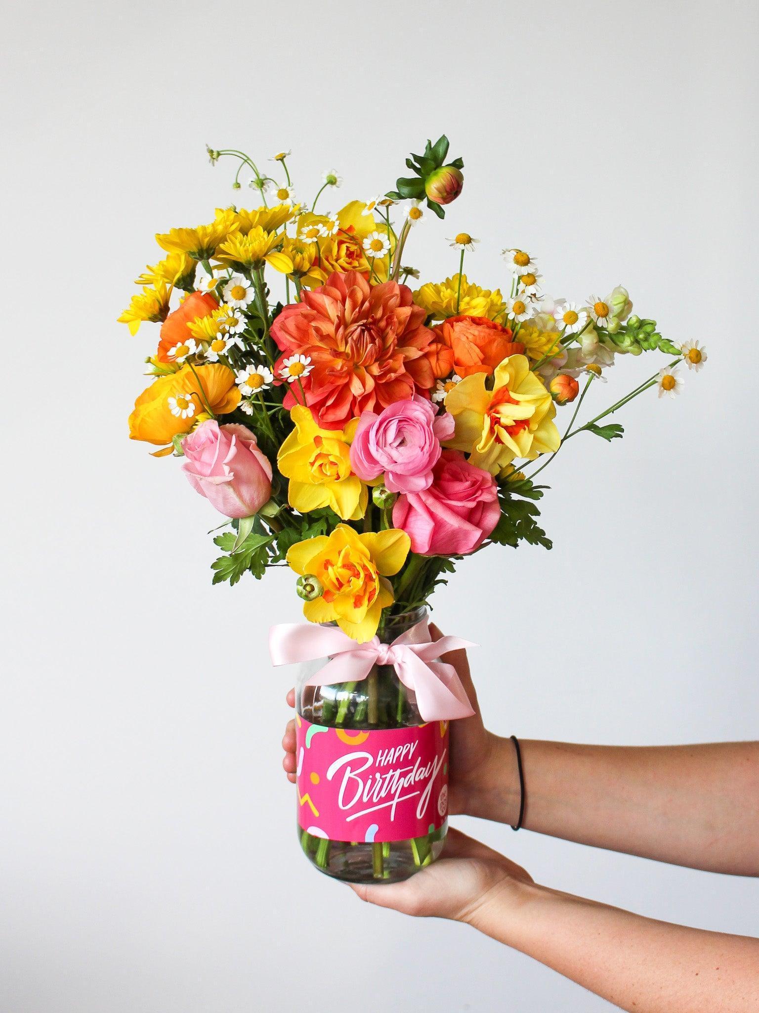 Birthday Flower Jar + Lolly Gift Bag - The Posy Co