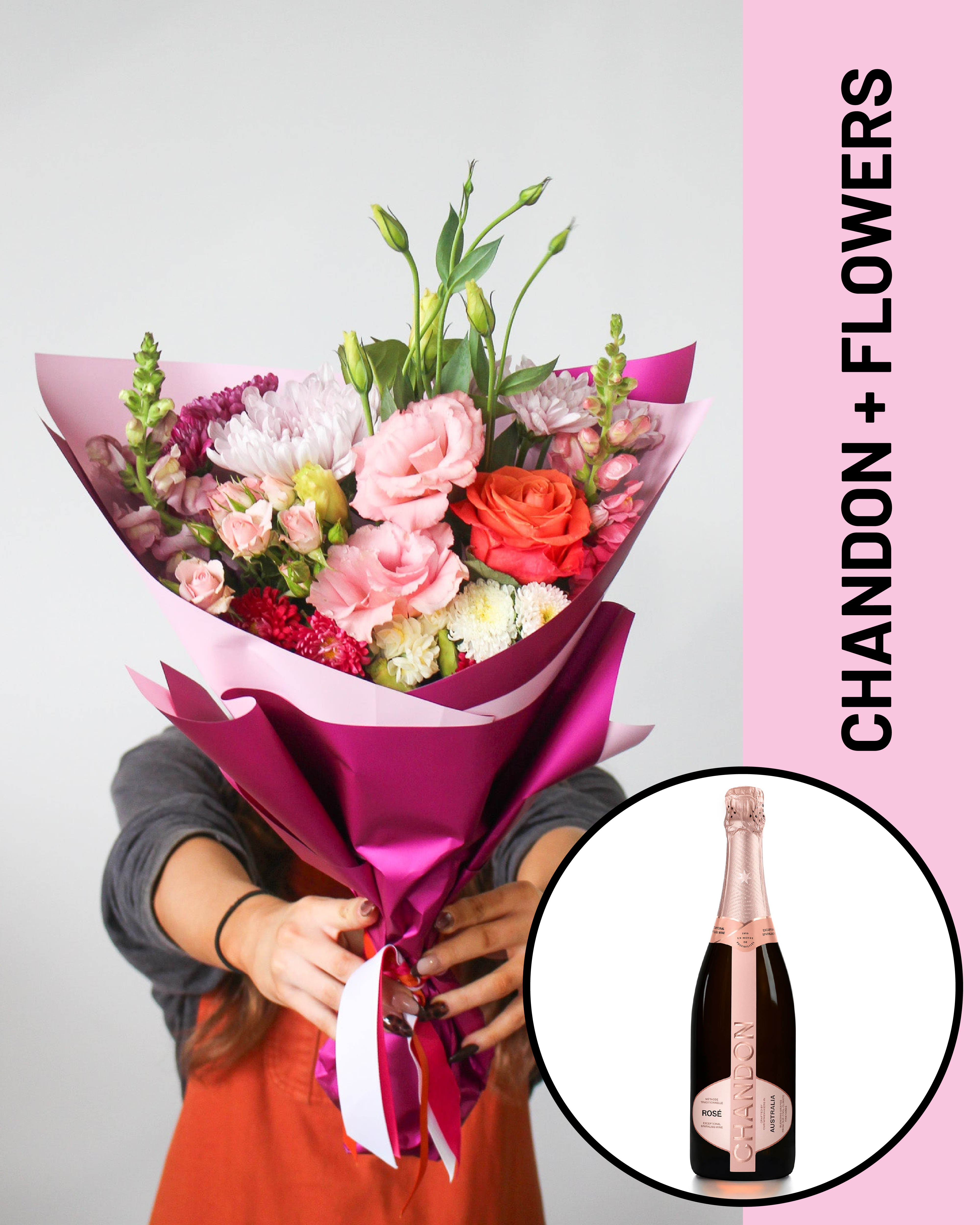 Chandon Rosé 750ml + Flowers