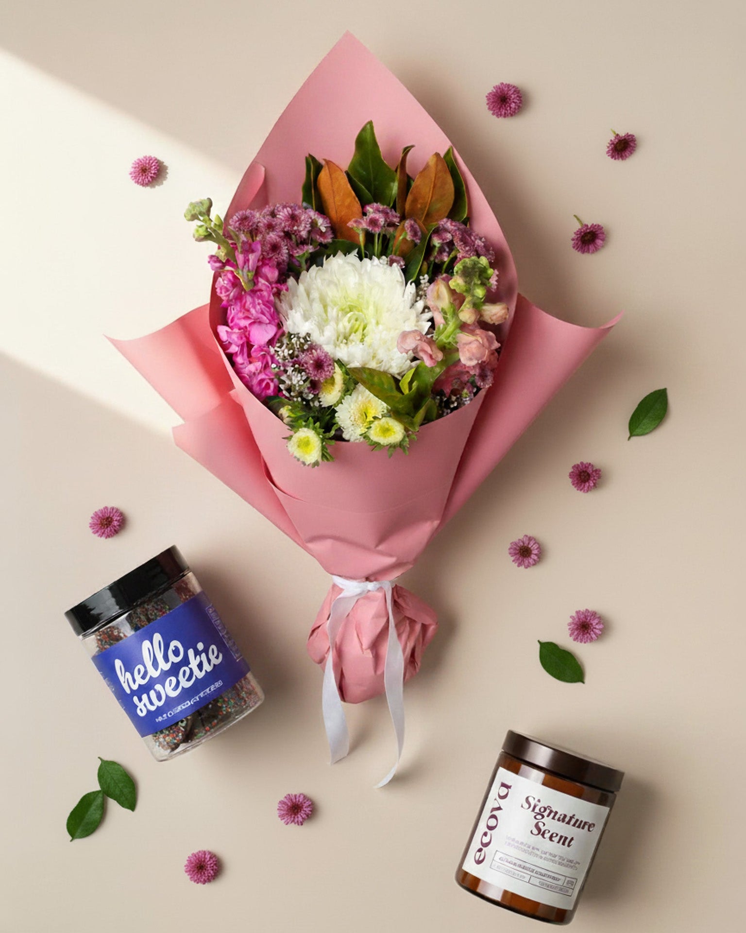 Mini Posy + Choc Speckles + Candle