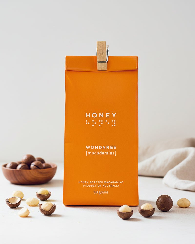 Wondaree Honey Roasted Macadamias - 50g - The Posy Co